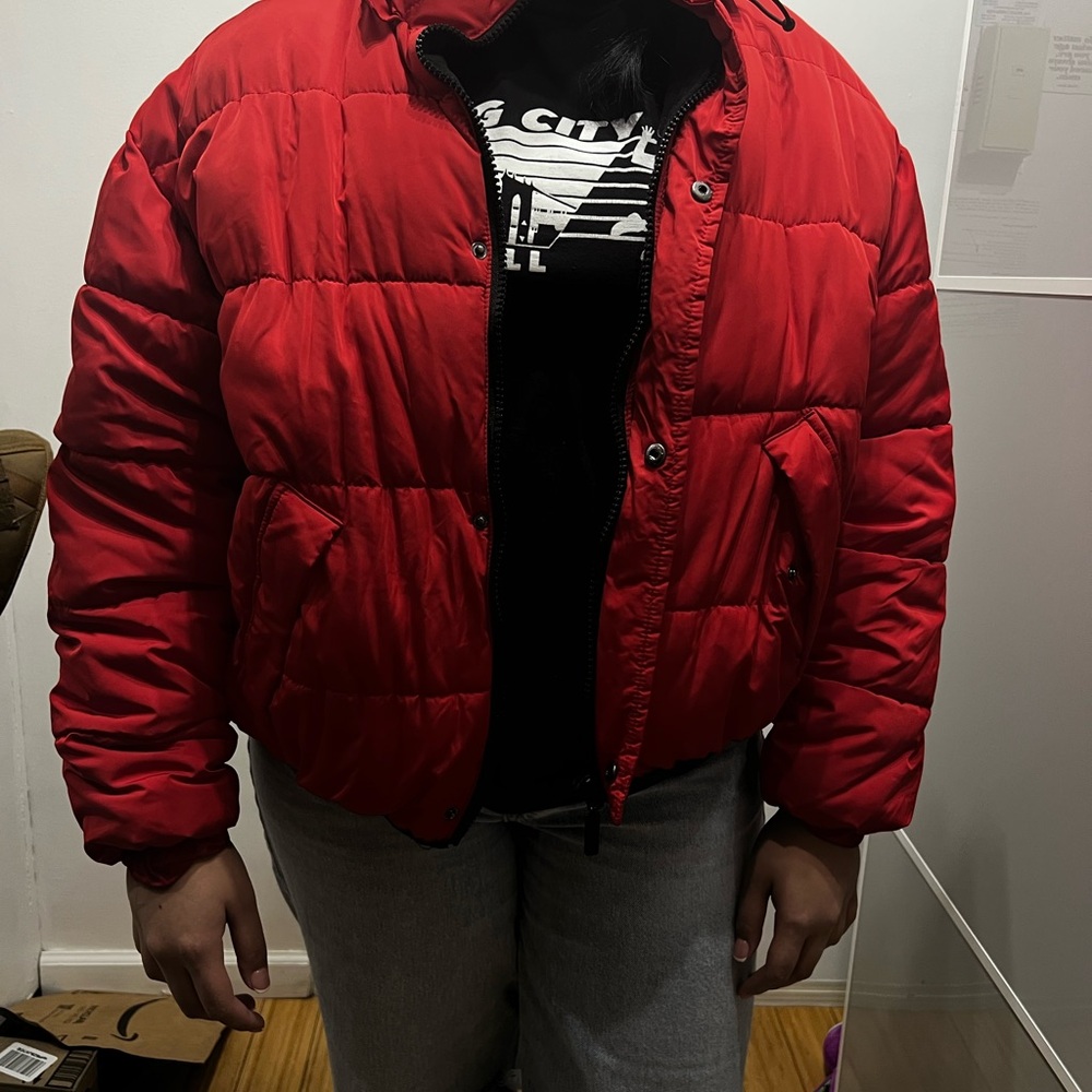 Urban Outfitters Red Puffer Jacket